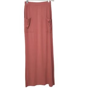 Asos Jersey Knit Stretch Pull On Maxi Length Pocket Skirt Pink Rose Blush Size 4